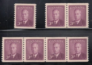 Canada: #296 3c Violet KGVI p9.5 Coil Single Pair Strip Set VF NH CV$11* - Picture 1 of 1