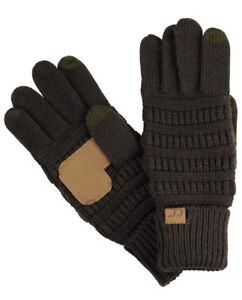 CC Gloves Solid Color Unisex Cable Knit Winter Warm Anti-Slip Touchscreen Gloves