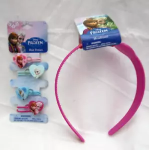 Pink Frozen Princess Elsa&Princess Anna Headband&4 Character Hair Ponies-New! - Picture 1 of 3