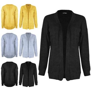 Womens Chunky Ribbed Knit Baggy Oversized Ladies Long Sleeve Open Front Cardigan - Picture 1 of 7