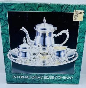 International Silver Company Silver Plated 4 Four Piece Coffee Set New In Box - Picture 1 of 4