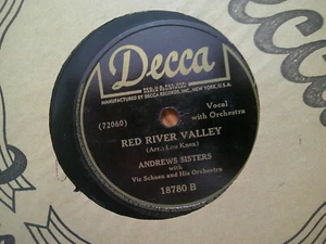 DECCA 78 RECORD 18780/ANDREWS SISTERS/RED RIVER VALLEY/PATIENCE AND FORTITUDE - Picture 1 of 2