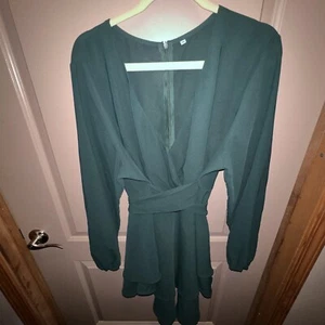 Blouse Green Long Sleeve 2xlg, With Wrap Around Tie - Picture 1 of 7