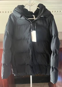 Fabletics Maia Puffer Jacket Coat Women Small Black Full Zip Hiking Running - Picture 1 of 9