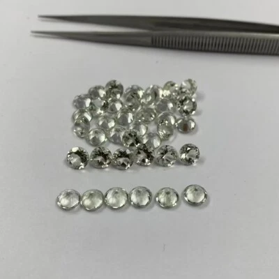 Lote de 50 piezas de piedras preciosas sueltas corte facetado forma redonda amatista verde natural de 2 mm Foto 1 de 4