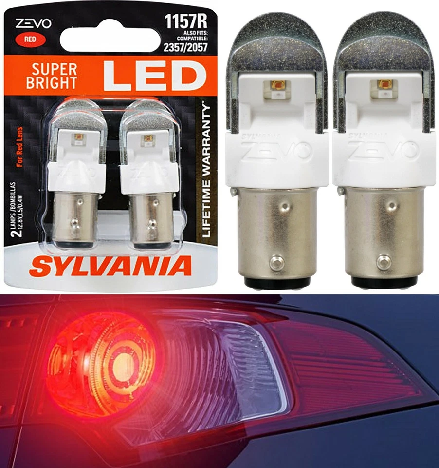 Sylvania ZEVO LED Luz 1157 Rojo Dos Bombillas Parada Freno Reemplazar Actualización Lámpara OE Foto 1 de 4