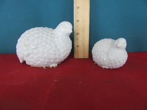 Pair of Vintage Ceramic White Quail Bird Partridge Figurines MCI Japan - Picture 1 of 4