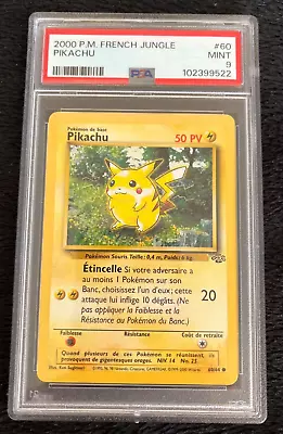 2000 P.M. Pokemon French Jungle Pikachu #60 Card PSA Graded Mint PSA 9 - Image 1 of 3