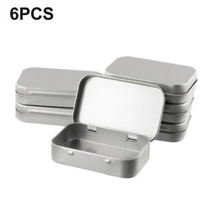 Small Hinged Tins Set of 6 Metal Storage Boxes Quality Tin Plated Material - Picture 1 of 24