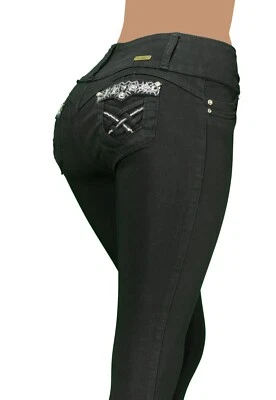 High Waist Stretch Push-Up Colombian Style Levanta Cola Skinny Jeans  DJ-5553 - Image 1 of 4
