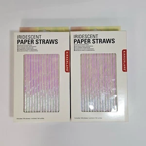 KIKKERLAND Iridescent Paper Straws 2 Packs x 144 (288 Drinking Straws Total) - Picture 1 of 5