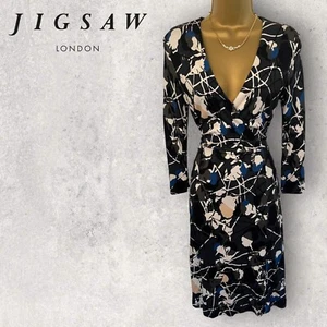 Vestido lápiz Jigsaw para mujer gris crema negro azul cruzado manga larga Reino Unido 8 - Imagen 1 de 3