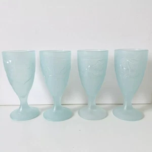 Vintage Weinkelche/Sonnenbecher Gläser x 4 grün/blau Obst Design Made in France - Bild 1 von 8