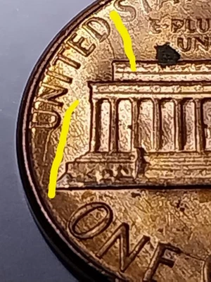 1983 LincolnMemorial ErrorCent. Obv.Die царапины.Rev.Die трещиныX4.NeedsCleaning - Изображение 1 из 4