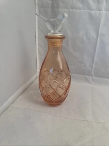 Vintage Glas Vogel Stopfen mit rosa Glas 8" Parfüm Flasche Glas Geschenk Waschtisch Dekor - Bild 1 von 12