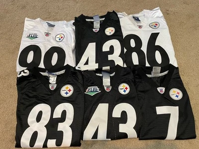 6 Jersey Juvenil Pittsburgh Steelers Reebok 10-12 12-14 Pequeño Mediano LG Todo Cosido Foto 1 de 4