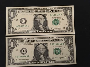 2013/2021 $1 Same Serial # / Lot Of 2 - Picture 1 of 2