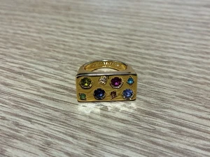 Kurt Geiger London Ring mehrfarbig Kristall rechteckig verziert Größe 7 Gold - Bild 1 von 12