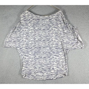 Juicy Couture Blouse Womens Size Medium Grey Blue Zebra Pattern Oversized Sleeve - Picture 1 of 6