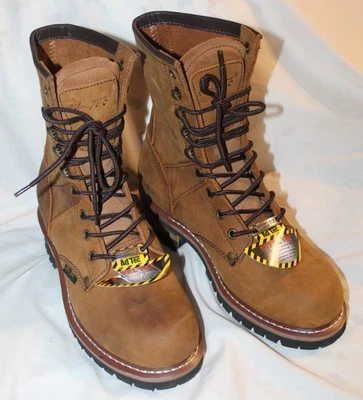 New AdTec woman's brown leather "Crazy Horse" 9" logger steel toe boots Size 8.5 - Image 1 of 4