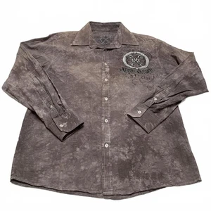 Xtreme Couture Men's Size Large Brown Long Sleeve Night out Shirt Acid Wash - Picture 1 of 12