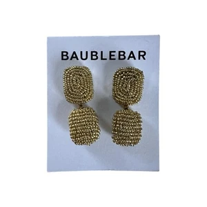 BaubleBar Women's Gold Dangle Rectangle Beaded Chunky Drop Earrings NWT - Picture 1 of 3