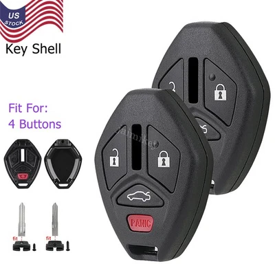 2 For Mitsubishi Lancer Car Key Fob Remote Shell Case Cover 2008 2009 2010 4Btn - Image 1 of 4