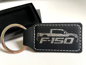 F-150 Keychain, PU Leather Black and Silver Laser Engraved F150 4X4 Key Chain - Picture 1 of 5