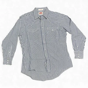 Camisa Levi's Azul Blanco Rayas Vintage c. 1989 Western Pearl Snap LS Hombres Talla L - Imagen 1 de 5