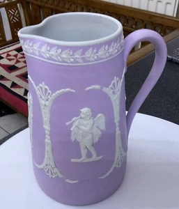Antique Adam’s Lilac Large Lavender Dip Jasper Jasperware Jug Pitcher - Picture 1 of 14