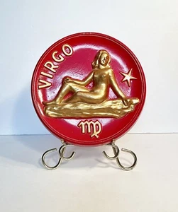Placa desnuda de yeso cerámico signo VIRGO zodiaco vintage años 60 70 decoración astrología - Imagen 1 de 16