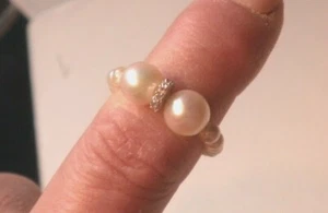 Einzigartiger flexibler Perlenring 14K WG Diamant Rondell Mittelgrößenwahl - Bild 1 von 11