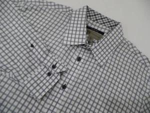 Jhane Barnes Slim Fit Mens Gray White Check L/S Dress Button Shirt Sz XL - Picture 1 of 7