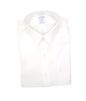 Brooks Brothers Regular Sin Planchar Todo Algodón 15.5-32/33 Cuello Punta Adelante Blanco Foto 1 de 4