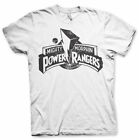 Official Mighty Morphin Power Rangers Logo Distressed Print White T-Shirt