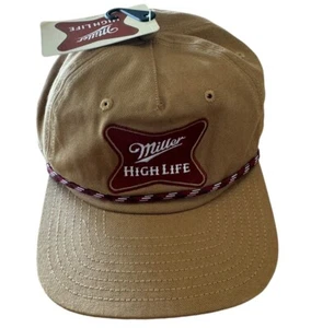 Miller High Life Mütze Kappe Bier Seil Druckknopflasche hellbraun verstellbar neu ohne Etikett NEU - Bild 1 von 6