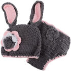  Knitted Bunny Costume Yarn Newborn Suits for Kids Baby Rabbit Hat Photo Props