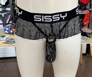 SISSY Tutu Skirt Mesh Fishnet Lace Jock Strap O Ring - Bottom cuckold jos beta - Picture 1 of 2