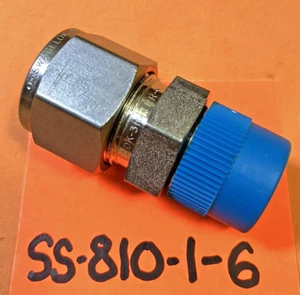 SS-810-1-6 SWAGELOK SST MALE CONNECTOR, 1/2" TUBE X 3/8" MPT, NEW, FREE SHIPPING - Picture 1 of 2