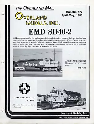 catalogo OVERLAND MODELS Mail Bulletin 77 April-May 1988                 E  aa - Image 1 of 2