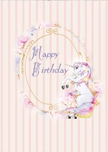 UNICORN PINK STRIPE PERSONALISED BIRTHDAY PARTY BANNER BACKDROP DECORATION - Picture 1 of 4