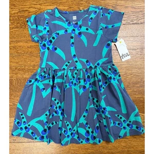NWT Tea Collection Girls' Wrap Neck Palms Dress Size 4 - Picture 1 of 4