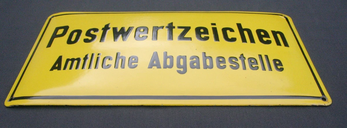 Emaille Schild „POSTAMT“ – 14x10 Cm, Gelb Mit Adler, Sonderedition, Wanddeko Oder Sammlerstück