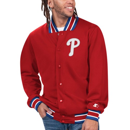 UNDERCOVER Giacca uomo starter rossa Philadelphia Phillies arma segreta full snap