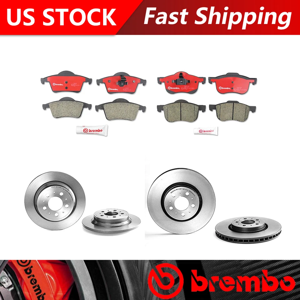 Kit de rotores de freno delanteros traseros y pastillas de freno Brembo para Volvo S60 2001-2009 Foto 1 de 4