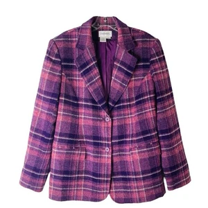 Vintage Chadwick’s purple pink wool plaid preppy office blazer 8 - Picture 1 of 5