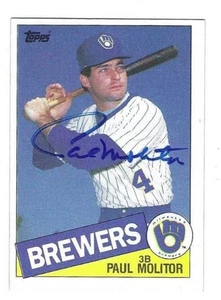 Autographed PAUL MOLITOR 1985 Topps Milwaukee Brewers Card #522 w/COA - Picture 1 of 1