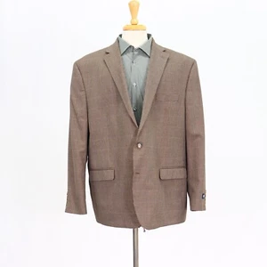Chaps 50R Brown Sport Coat Blazer Jacket Check 2B Polyester - Picture 1 of 11