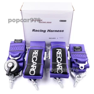 Cinturón de seguridad de carreras púrpura RECARO 4 puntos 3" cinturón de seguridad de liberación rápida arnés a presión - Imagen 1 de 9