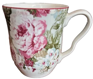 222 Fifth Pink ENGLISH ROSE Floral Fine China 2 Set Porcelain Coffee Mugs 2007 - Picture 1 of 10